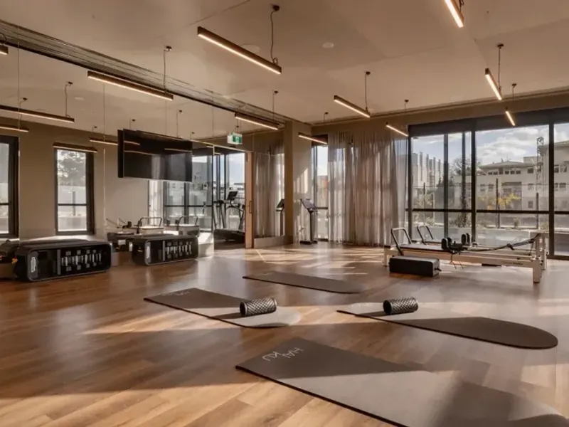 Linear lighting and exit signage in a build-to-rent amenity space maintained by Accorto Electrical, Melbourne