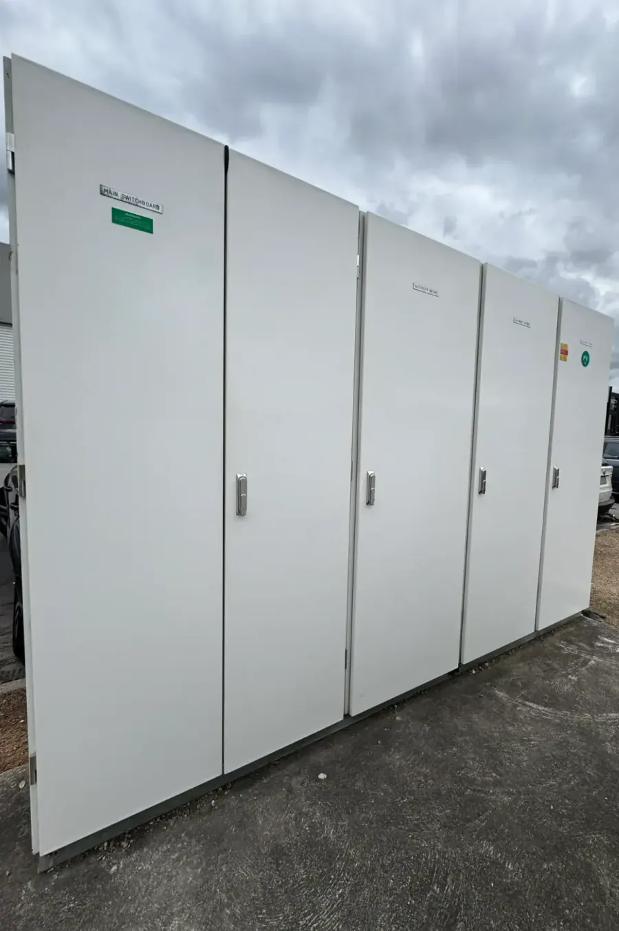 Row of new main switchboards installed by Accorto Electrical at a Melbourne commercial site