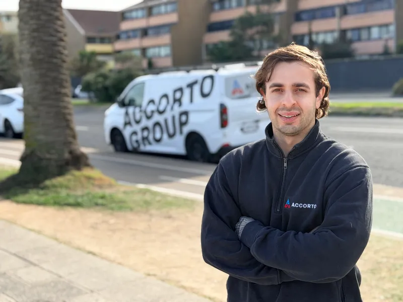 Robbie Smarrelli, Managing Director of Accorto Electrical, on site in Melbourne